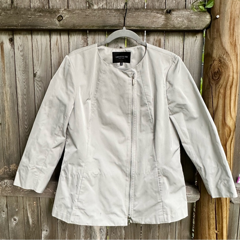 Stunning Lafayette 148 NY Light Gray Jacket Sz 12 LNC
